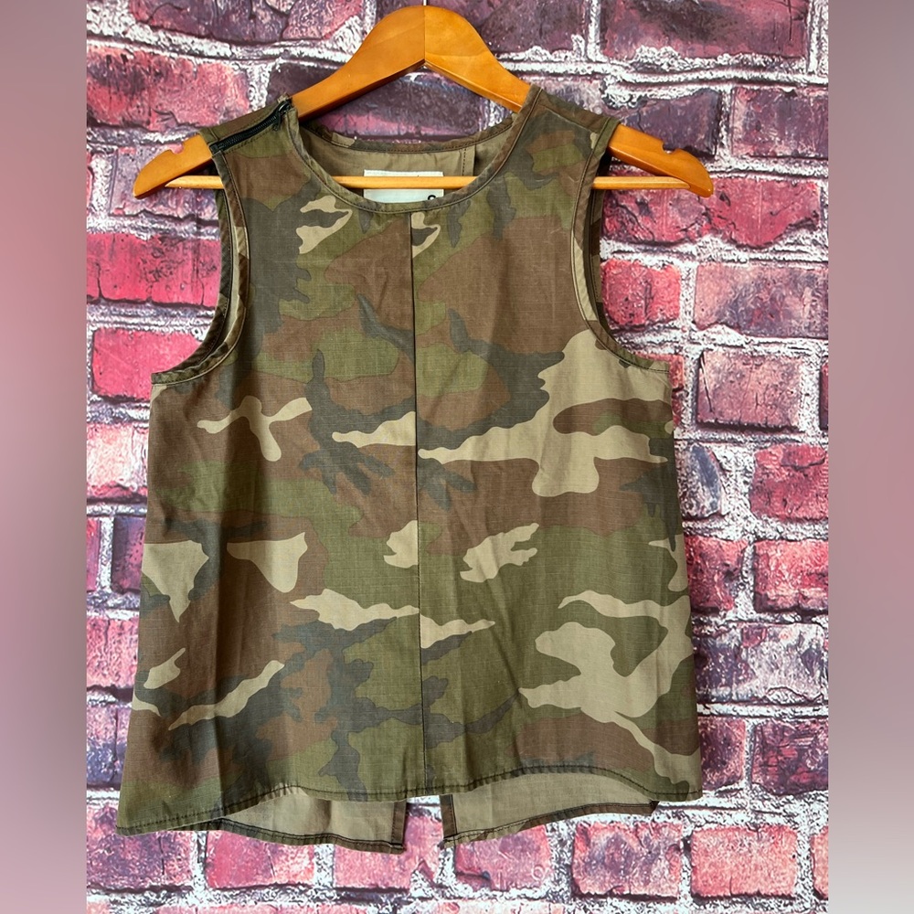 NWT Rag & Bone Nicole Camo Print Open Back Top
